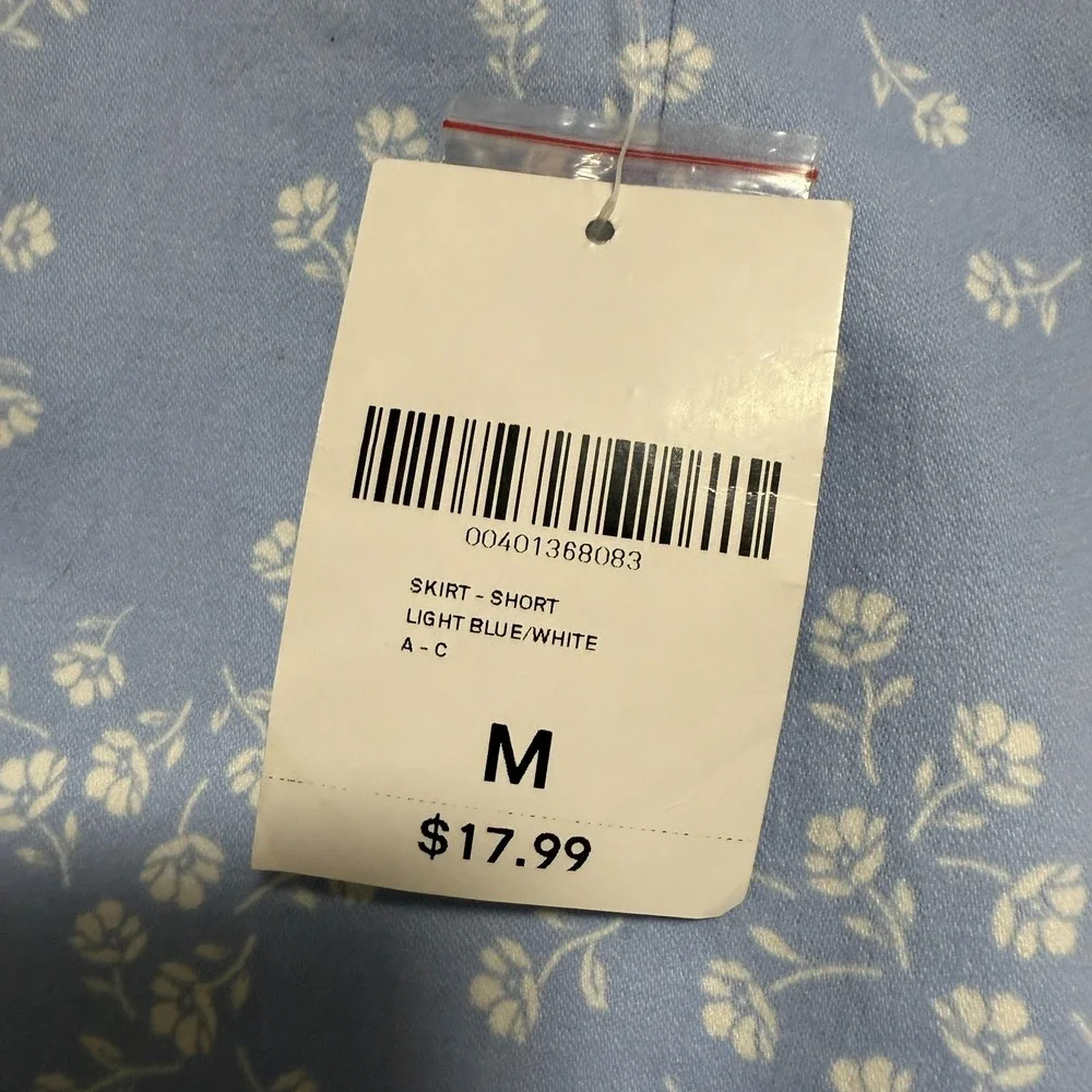 Forever 21 Blue‎ Floral Button Front Mini Skirt Size M Cottagecore Coquette NWT